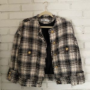 Zara Tweed Cropped Blazer